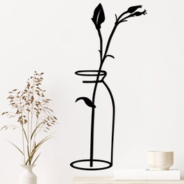 Wallity Flower In The Vase Escultura de pared de metal negra